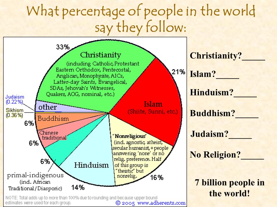 Who in the world are you. Percentage. The percentage of Religion in the World. Nonreligious/agnostic/Atheist. Religion and percent of people.